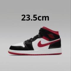 【美品】⭐️ナイキエアジョーダン1 ミッド ホワイト ブラック ジムレッド GS JORDAN BRAND AIR JORDAN 1 MID GS WHITE/GYM RED-BLACK 21SU-I