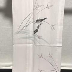 D324 夏着物　訪問着　手描き　鳥　縦絽　正絹　未使用極美品