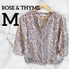 一点もの✨ROSE & THYME 花柄 五分袖ブラウス M 春