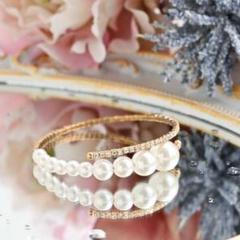 バングル パール ゴールド ブレスレット 可愛い♡ レディース アクセサリー