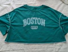 ボストンプリント グリーン半袖Tシャツ