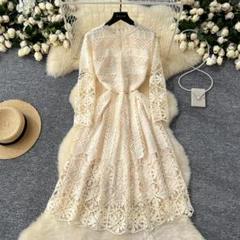 ワンピース　レディース　半袖　ドレス　レース　ロング　パーティー　花柄