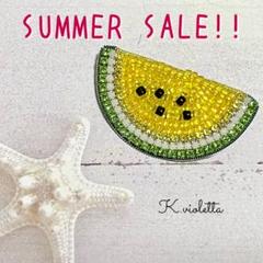スイカ ブローチ ★ レッド ハンドメイド ビーズ刺繍 すいか 2