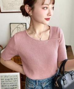 moment+♡アシンメトリーネックニット　サマーニットのサムネイル