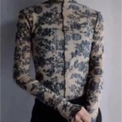 litmus sheer skin tops シアースキントップス ブルー花柄