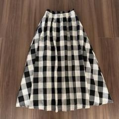 黒×白　チェック　ロングスカート