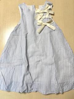 プティマイン　ワンピース　水色　リボン　110