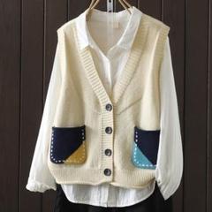 レトロ ニットベスト I レディース レトロ＆ゆったり ボタン 大人気