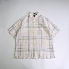 ARROW 半袖チェックシャツ　リネン/コットン アイボリー　Lボックス型古着