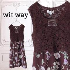 新品『WITWAY』ノースリーブ ワンピース/ノースリーブ【M】ブラウン 花柄