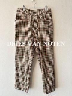 DRIES VAN NOTEN スラックス ベージュx赤(総柄) 2007724S0180 ドリスヴァンノッテン DRIES VAN NOTEN 美品 ウール混 イージー