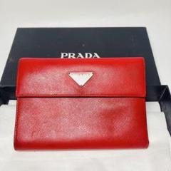 PRADA 2つ折り 長財布 レッド 赤 サフィアーノ 三角プレート PRADA 2つ折り 長財布 レッド 赤 サフィアーノ 三角プレート