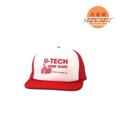 90s 台湾製 ビンテージ メッシュ キャップ 企業 プリント 雰囲気系 赤