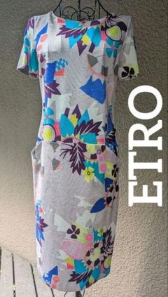 美品　エトロ　綿100% ペイズリー　イタリア製　ノーカラー　膝丈ワンピース 楽天市場】ETRO エトロ ワンピース 良好 サイズ:38 マルチカラー