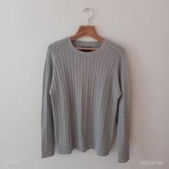 BEAMS+ グレー ケーブル編みリネンコットン Size M