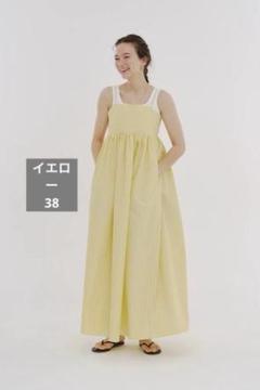 極美品✨22SS✨yori ヨリ ロングワンピース リボン フレア ノースリーブ yori