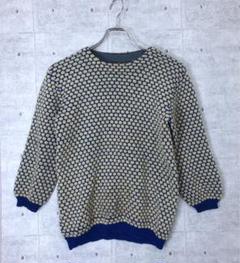 レトロ Vintage 古着 蜂の巣 ハニカムドットジャガードニットセーター