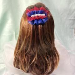 【再販】ミャクミャクカラー バレッタ 赤青白 ハンドメイドバレッタEmeblue