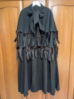Black Three layered ファー付きマント