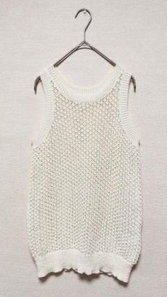 美品　ti.ti　ゆる編みロングベスト　M　クリームベージュ