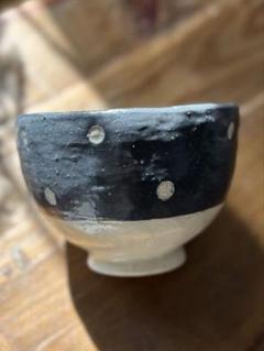 ☆値下げ☆ ドット模様の黒白陶器　ボウル