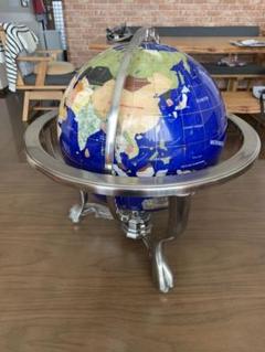 ラピスラズリ地球儀アンティーク （外寸＝高さ約４７cm×約横４５cm ） ラピスラズリ地球儀アンティーク （外寸＝高さ約47cm×約横