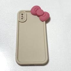 HelloKittyハローキティリボン付き iPhoneXケースアイボリーピンク