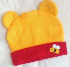 美品◎Disney ニット帽 ニットキャップくまのプーさん 刺繍 POOHロゴ