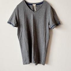 ディーゼル VネックTシャツ Sサイズ グレー ロゴ刺繍 シンプル カジュアル