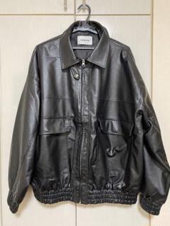 nemne フェイクレザースタンドブルゾン ブラック Lのサムネイル