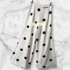 Ld226＊シーイン ドット柄 シフォン ワイドパンツ スリット 小さいサイズ