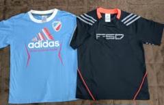 adidas 半袖Tシャツ サッカーウェア 水色 黒 140サイズ 2枚セット