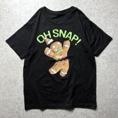 アメリカ古着　Tシャツ　ジンジャーブレッドマン　クッキー　キャラクター　黒