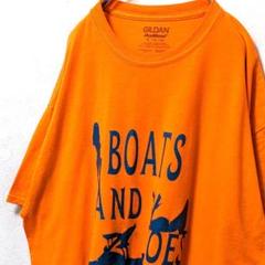 ギルダン BOATS AND HOES Tシャツ オレンジだいだい色XL古着