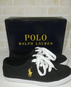 新品 未使用 タグ付き POLO ポロ ラルフローレン 黒 ローカットスニーカー POLO RALPH LAUREN レディース スニーカー ポロ ラルフローレン