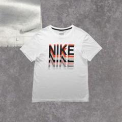 00's NIKE 白T 短丈 ゴツロゴ ホワイト 無地 L スライド4連