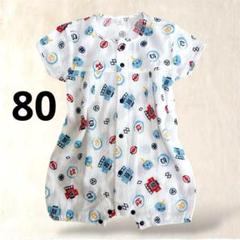 美品✨ベビー服　ロンパース　【80cm】お祭り　総柄　夏祭り　夕涼み　西松屋