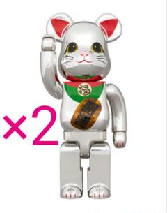 ベアブリック BE@RBRICK 招き猫 銀メッキ 開運 発光 400%のサムネイル