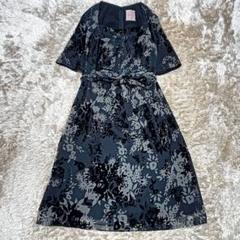 美品✨️シビラ　花柄ワンピース　リボンベルト　スクエアネック　フラワーモチーフ