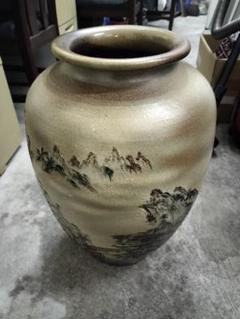 ♥【山水染付け】８０年前のヴィンテージ・コレクション品・骨董品✸昭和の貫入柄壺 ♥【山水染付け】80年前のヴィンテージ・コレクション品・骨董