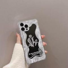 iPhone13Pro ケース クリア 花柄ミラー ギフト 鏡面加工 TPU