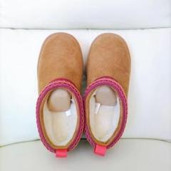 ブーツ 刺繍 23.5 スリッパ レディース ショート スエード ブラウン