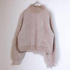 【H&M】（S）チャンキーニット/ハイネックリブニットセーター/大人かわいい