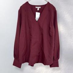 k719》新品 エイチアンドエム H&M 長袖ブラウス Vネック 綺麗め S