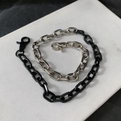 ウォレットチェーン　スマホ　鍵　シルバー　ブラック　ツートン　ストリート