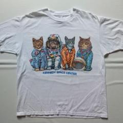 90sアニマルTシャツ 猫 アニマルプリント③
