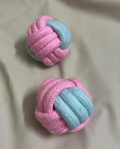 ペット用ロープボール ピンクと水色