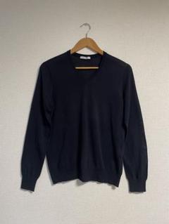 美品＊スローン SLOANE 5Gメリノウール畦編みVネックニット 紺 サイズ2 SLOANE（スローン）の「＜SLOANE（スローン）＞ 5G アゼ Vネック