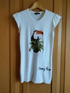 福袋安いいね半額ストア レディース デニーローズ イタリア フレンチスリーブ ビーズ 白 Tシャツ(半袖+袖なし)