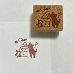 お月見猫　消しゴムはんこ　月見団子　お月見　９月　秋　猫
